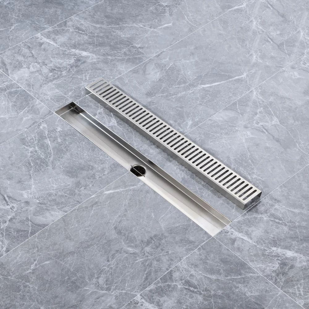 2.75 In. W X 24 In. D Grid Shower Drain Stainless Steel Decorative Drain Cover With Brushed Nickel 8 2.75 In. W X 24 In. D Grid Shower Drain Stainless Steel Decorative Drain Cover With Brushed Nickel - Image 8