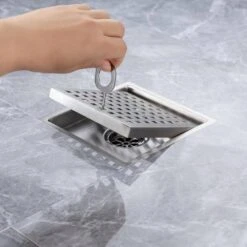 6 In W X 6 In D Stainless Steel Decorative Drain Cover With Brushed Nickel -Tahanbath brushed nickel tahanbath shower drains q pzz 7003bn 6 44 1000