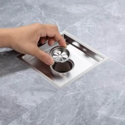 6 In W X 6 In D Stainless Steel Decorative Drain Cover With Brushed Nickel -Tahanbath brushed nickel tahanbath shower drains q pzz 7003bn 6 4f 1000