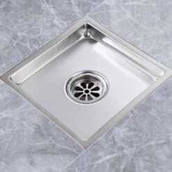 6 In W X 6 In D Stainless Steel Decorative Drain Cover With Brushed Nickel -Tahanbath brushed nickel tahanbath shower drains q pzz 7003bn 6 c3 1000