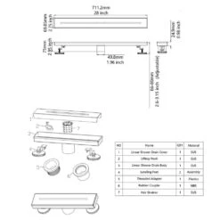 2.75 In. W X 28 In. D Stainless Steel Decorative Drain Cover With Brushed Nickel -Tahanbath brushed nickel tahanbath shower drains q pzz 7006bn 28 66 1000