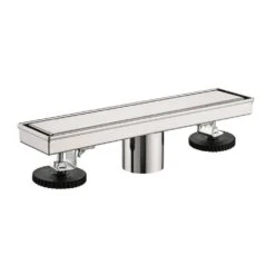 12 In. Linear Shower Drain With Removable Cover, 304-Stainless Shower Drain Included Hair Strainer And Leveling Feet