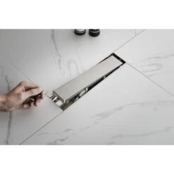 12 In. Linear Shower Drain With Removable Cover, 304-Stainless Shower Drain Included Hair Strainer And Leveling Feet 18 12 In. Linear Shower Drain With Removable Cover, 304-Stainless Shower Drain Included Hair Strainer And Leveling Feet -Tahanbath brushed nickel tahanbath shower drains z d0102h7vhmp 76 1000