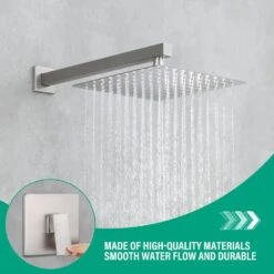 Single Handle 1-Spray Shower Faucet 2.5 GPM With WallMounted 10 In. Rain Shower Head Faucet In Brushed Nickel -Tahanbath brushed nickel tahanbath shower faucets kt ct pzz93101bn10 76 1000