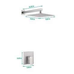 Single Handle 1-Spray Shower Faucet 2.5 GPM With WallMounted 10 In. Rain Shower Head Faucet In Brushed Nickel -Tahanbath brushed nickel tahanbath shower faucets kt ct pzz93101bn10 c3 1000
