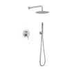 Double Handle 1-Spray Round Shower Faucet 2 GPM With 10 In. Rain Shower Head And Handheld In Brushed Nickel