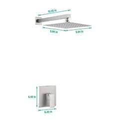 Single Handle 1-Spray Shower Faucet 2.5 GPM With Wall Mounted 10 In. Rain Shower Head Faucet In Brushed Nickel -Tahanbath brushed nickel tahanbath shower faucets z ct pzz93101bn10 c3 1000