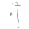 Double Handle 1-Spray Round Shower Faucet 2.5 GPM With 10 In. Rain Shower Head And Handheld In Brushed Nickel