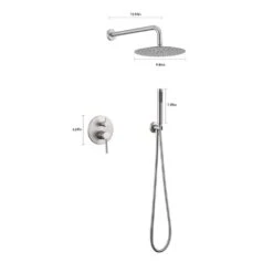 Double Handle 1-Spray Round Shower Faucet 2.5 GPM With 10 In. Rain Shower Head And Handheld In Brushed Nickel -Tahanbath brushed nickel tahanbath shower faucets z w2287 p182593 c3 1000