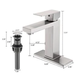 Bathroom Faucet Single Hole, Single Handle Stainless Steel Faucet For Bathroom Sink In Brushed Nickel -Tahanbath brushed nickel tahanbath single hole bathroom faucets w1224p195900 4f 1000