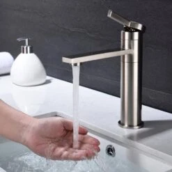 Single Handle Sink Vanity Bathroom Faucet -Tahanbath brushed nickel tahanbath single hole bathroom faucets z w2287p185548 44 1000