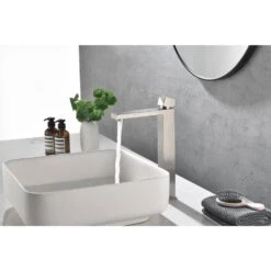 Waterfall Spout Bathroom Faucet, Single Handle Bathroom Vanity Sink Faucet 11 Waterfall Spout Bathroom Faucet, Single Handle Bathroom Vanity Sink Faucet -Tahanbath brushed nickel tahanbath single hole bathroom faucets z w928 67775 1f 1000