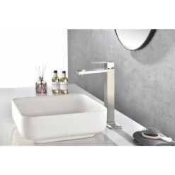 Waterfall Spout Bathroom Faucet, Single Handle Bathroom Vanity Sink Faucet 14 Waterfall Spout Bathroom Faucet, Single Handle Bathroom Vanity Sink Faucet -Tahanbath brushed nickel tahanbath single hole bathroom faucets z w928 67775 76 1000