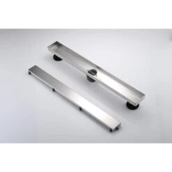 28 In. Linear Shower Drain, Included Hair Strainer And Leveling Ft. In Brushed Nickel -Tahanbath brushed nickel tahanbath sink strainers y w2287 p147607 76 1000