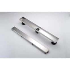 28 In. Linear Shower Drain, Included Hair Strainer And Leveling Feet In Brushed Nickel -Tahanbath brushed nickel tahanbath sink strainers y w2287 p149011 44 1000