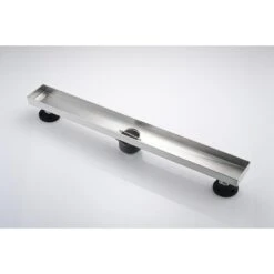 28 In. Linear Shower Drain, Included Hair Strainer And Leveling Feet In Brushed Nickel -Tahanbath brushed nickel tahanbath sink strainers y w2287 p149011 fa 1000