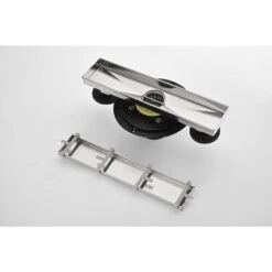 12 In. Linear Shower Drain, Included Hair Strainer And Leveling Feet, Flange -Tahanbath brushed nickel tahanbath sink strainers z w2287 s00019 fa 1000