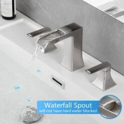 Bathroom Faucets For Sink 3 Hole Brushed Nickel 8 In. Widespread With Pop Up Drain Double Lever Handle Faucet -Tahanbath brushed nickel tahanbath vessel sink faucets z w1932p182001 fa 1000