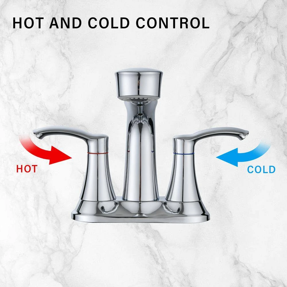 Titus Double Handle Wall Mounted Bathroom Faucet In Chrome 4 Titus Double Handle Wall Mounted Bathroom Faucet In Chrome - Image 4