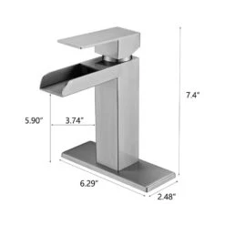 Single Handle Wall Mounted Bathroom Faucet With Deck Plate & Overflow Pop Up Drain In Brushed Nickel -Tahanbath brushed nickel tahanbath wall mounted faucets z w1224p224286 1f 1000