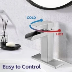 Single Handle Wall Mounted Bathroom Faucet With Deck Plate & Overflow Pop Up Drain In Brushed Nickel -Tahanbath brushed nickel tahanbath wall mounted faucets z w1224p224286 31 1000