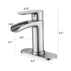 Single Handle Wall Mounted Bathroom Faucet With Deck Plate And Overflow Pop Up Drain In Brushed Nickel -Tahanbath brushed nickel tahanbath wall mounted faucets z w1224p225010 76 1000
