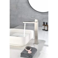 Single Wall Mounted Bathroom Faucet In Brushed Nickel