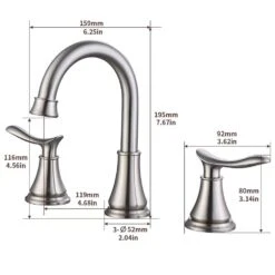 8 In. Widespread 2-Handle Bathroom Sink Faucet Lavatory Faucet In Brushed Nickel -Tahanbath brushed nickel widespread bathroom faucets x dr 3007b np 1f 1000