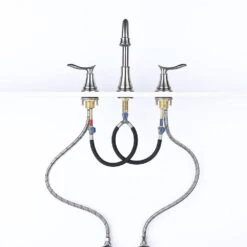 8 In. Widespread 2-Handle Bathroom Sink Faucet Lavatory Faucet In Brushed Nickel -Tahanbath brushed nickel widespread bathroom faucets x dr 3007b np 31 1000