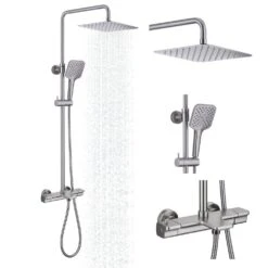 Single Handle 2-Spray Shower Faucet 1.8 GPM With Easy To Install In. Brushed Nickle -Tahanbath brushed nickle tahanbath shower faucets z t105 sq bn c3 1000