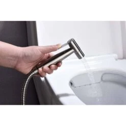 Bidet Sprayer For Toilet, Handheld Cloth Diaper Sprayer In Brushed Silver -Tahanbath brushed silver tahanbath bidet faucets y w2287 p151830 31 1000