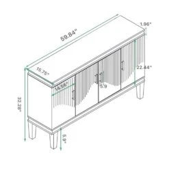 59.84 In. Large Size 4-Door Cabinet, Same As Living Room, Kitchen, Bedroom, Hallway (Champagne) -Tahanbath champagne tahanbath pantry organizers z w757p183285 76 1000