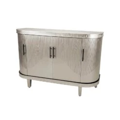 Modern Curved 47.2 In. Wood Console Table And Storage Cabinet With 4-Doors And Adjustable Shelves-Champagne -Tahanbath champagne tahanbath pantry organizers z w757p190336 fa 1000