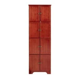 72.4 In. Tall Storage Cabinet Tall Storage Cabinet With 8 Doors And 4-Shelves, Freestanding Storage Cabinet, Cherry