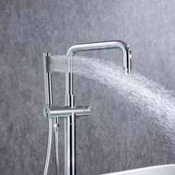 1-Handle Freestanding Tub Faucet With Hand Shower With Waterfall In Chrome -Tahanbath chrome claw foot tub faucets q pzz 8008cp 44 1000