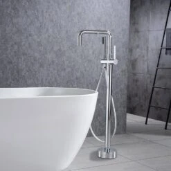 1-Handle Freestanding Tub Faucet With Hand Shower With Waterfall In Chrome -Tahanbath chrome claw foot tub faucets q pzz 8008cp c3 1000