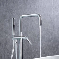 1-Handle Freestanding Tub Faucet With Hand Shower With Waterfall In Chrome -Tahanbath chrome claw foot tub faucets q pzz 8008cp fa 1000