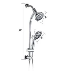 7 Spray Patterns Dual Shower Head Wall Mounted Fixed And Handheld Shower Head In Chrome -Tahanbath chrome dual shower heads x w1219 w47468 1f 1000