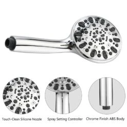 7 Spray Patterns Dual Shower Head Wall Mounted Fixed And Handheld Shower Head In Chrome -Tahanbath chrome dual shower heads x w1219 w47468 44 1000