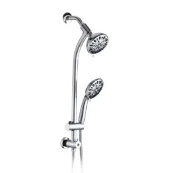 7 Spray Patterns Dual Shower Head Wall Mounted Fixed And Handheld Shower Head In Chrome