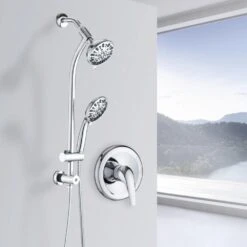7 Spray Fixed And Handheld Shower Head Dual Shower Head Spa System In Chrome -Tahanbath chrome dual shower heads x w1219 w47651 31 1000