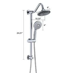 5 Sprays Modern Wall Mount Dual Shower Head Handheld Shower 2.5 GPM In Chrome -Tahanbath chrome dual shower heads x w1219 w56008 76 1000