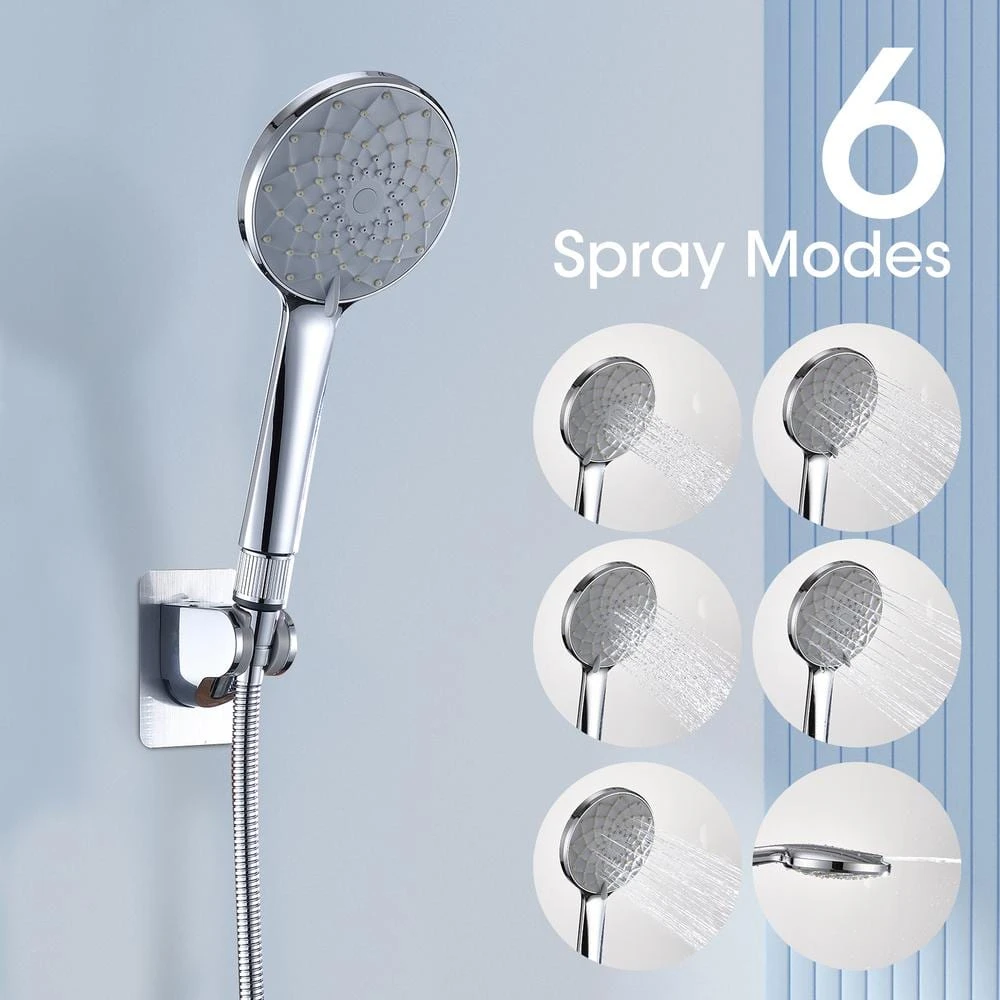 6-Spray High Pressure Dual Shower Head/Handheld Shower Combo In Chrome 2 6-Spray High Pressure Dual Shower Head/Handheld Shower Combo In Chrome - Image 2