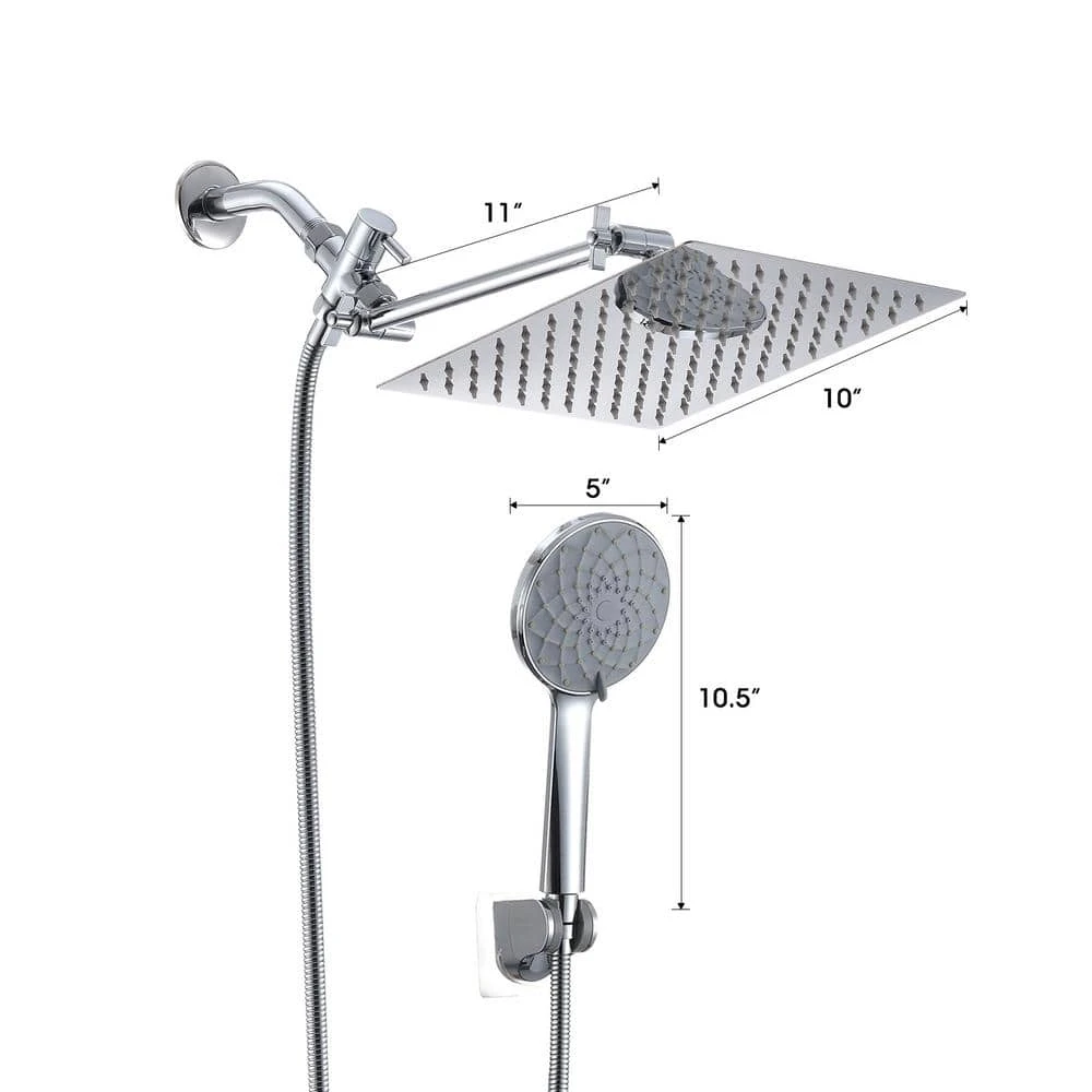 6-Spray High Pressure Dual Shower Head/Handheld Shower Combo In Chrome 6 6-Spray High Pressure Dual Shower Head/Handheld Shower Combo In Chrome - Image 6