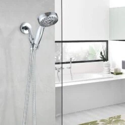 5-Spray Wall Mount Handheld Shower Head 2.5 GPM Shower Heads In Chrome