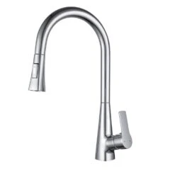 Single Handle Pull Down Sprayer Kitchen Faucet In Chrome Elegant
