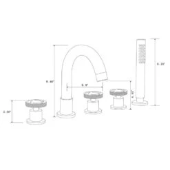 3-Handle Tub Deck Mounting Roman Tub Faucet With Hand Shower In Chrome -Tahanbath chrome roman tub faucets x nk0503 44 1000