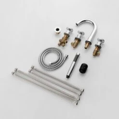 3-Handle Tub Deck Mounting Roman Tub Faucet With Hand Shower In Chrome -Tahanbath chrome roman tub faucets x nk0503 fa 1000