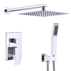 Single-Handle 2-Spray Patterns Rainfall Rectangle Dual Shower Head In Chrome (Valve Included)