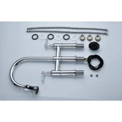 Single Handle Bridge Kitchen Faucet With Pull-Down Sprayhead In Spot In Chrome -Tahanbath chrome tahanbath bridge kitchen faucets y w92850245 1f 1000